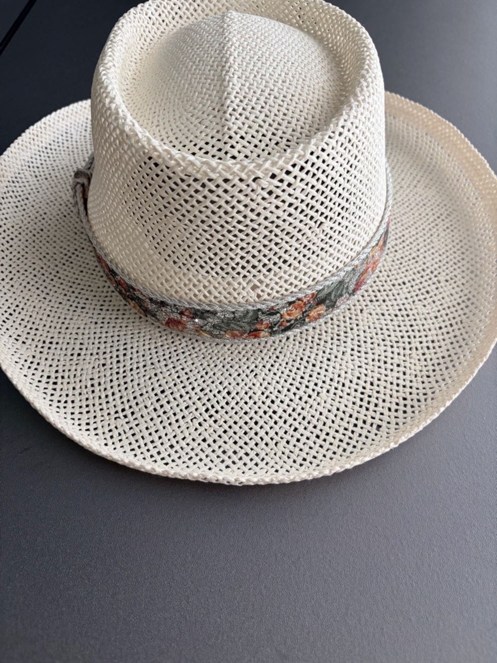 White Straw Sun Hat with Floral Band